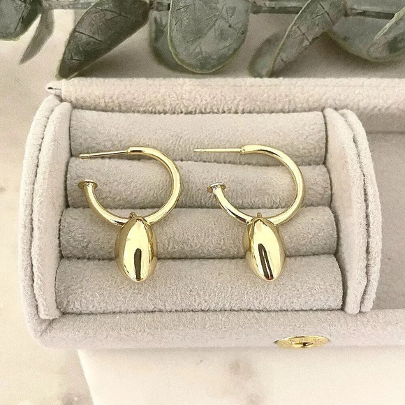 925 Sterling Silver Chunky Heart Hoop Earrings Dangle Heart Huggies - Picture 8 of 9